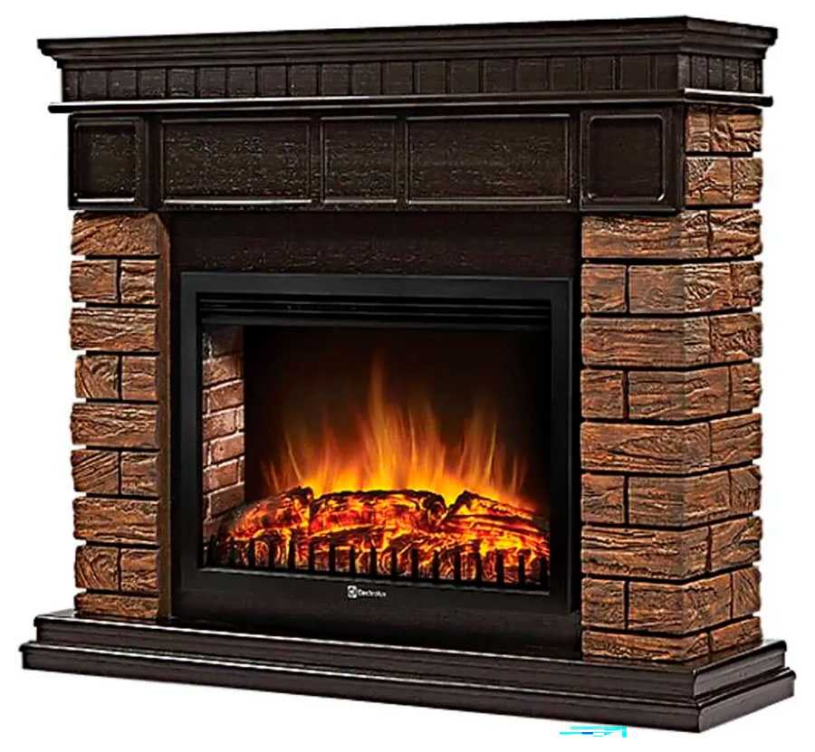 Камин Firelight Bricks Wood 30, камень темный, шпон венге (НС-1287018)