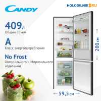 Двухкамерный холодильник Candy CCRN 6200B BLACK