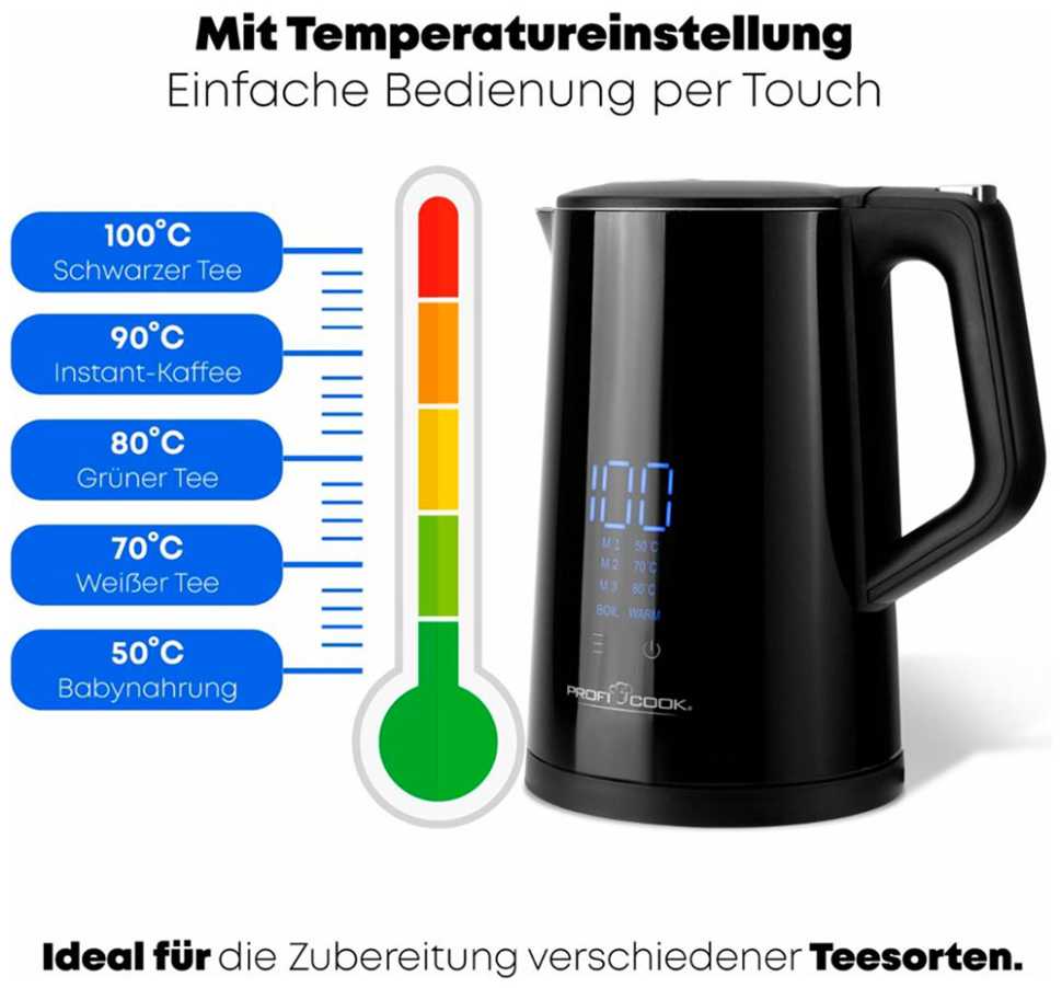 Чайник электрический Profi Cook PC-WKS 1243 schwarz