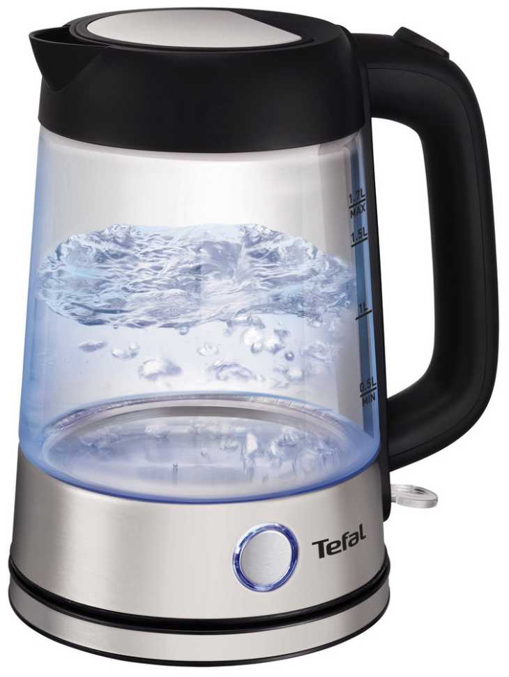 Чайник электрический Tefal Glass KI750D30, серебристый/черный