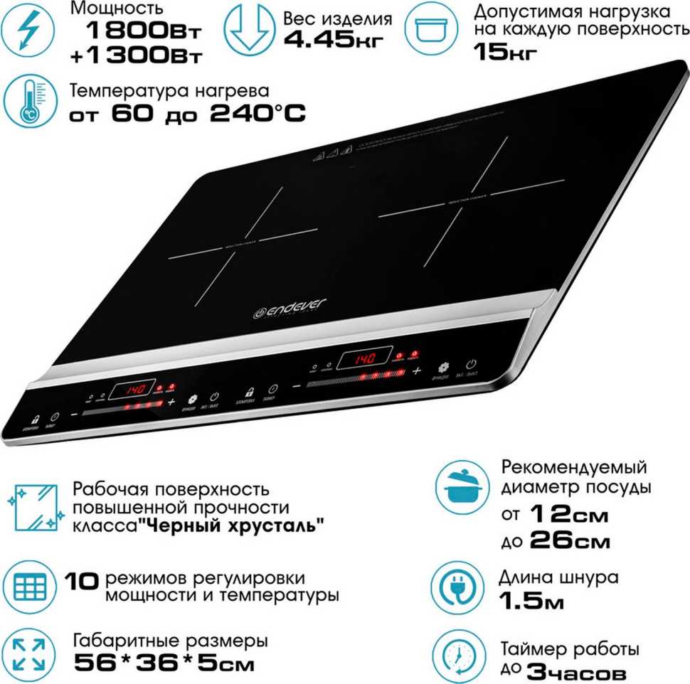 Настольная плита Endever Skyline IP-66, черный