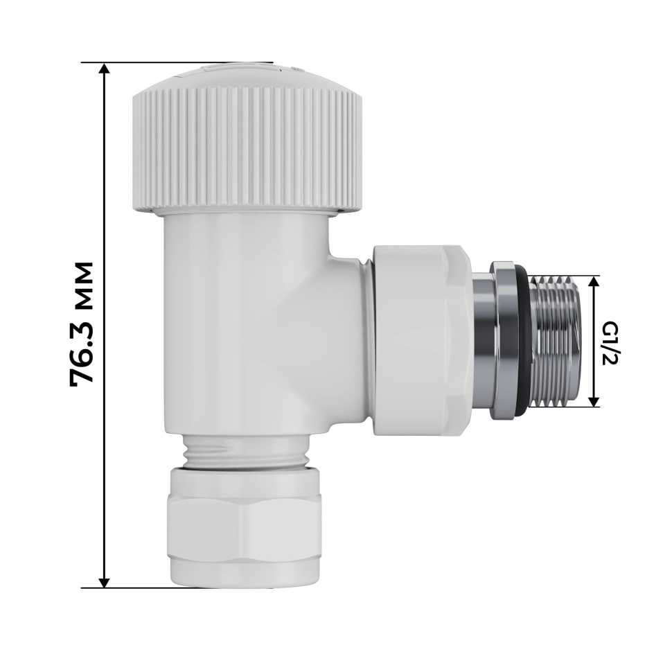 Набор термостатический угловой Royal Thermo Design Pro 15мм М30х1,5 (Белый)