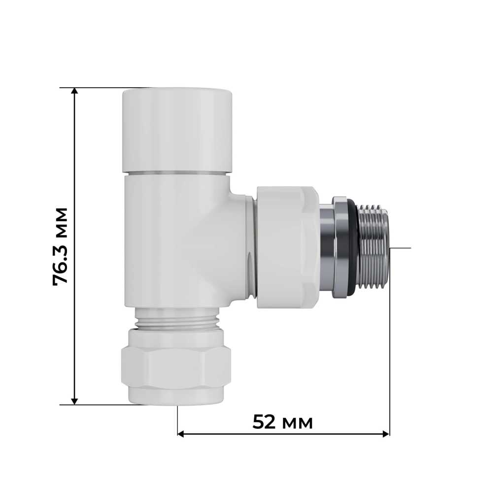 Набор термостатический угловой Royal Thermo Design Pro 15мм М30х1,5 (Белый)
