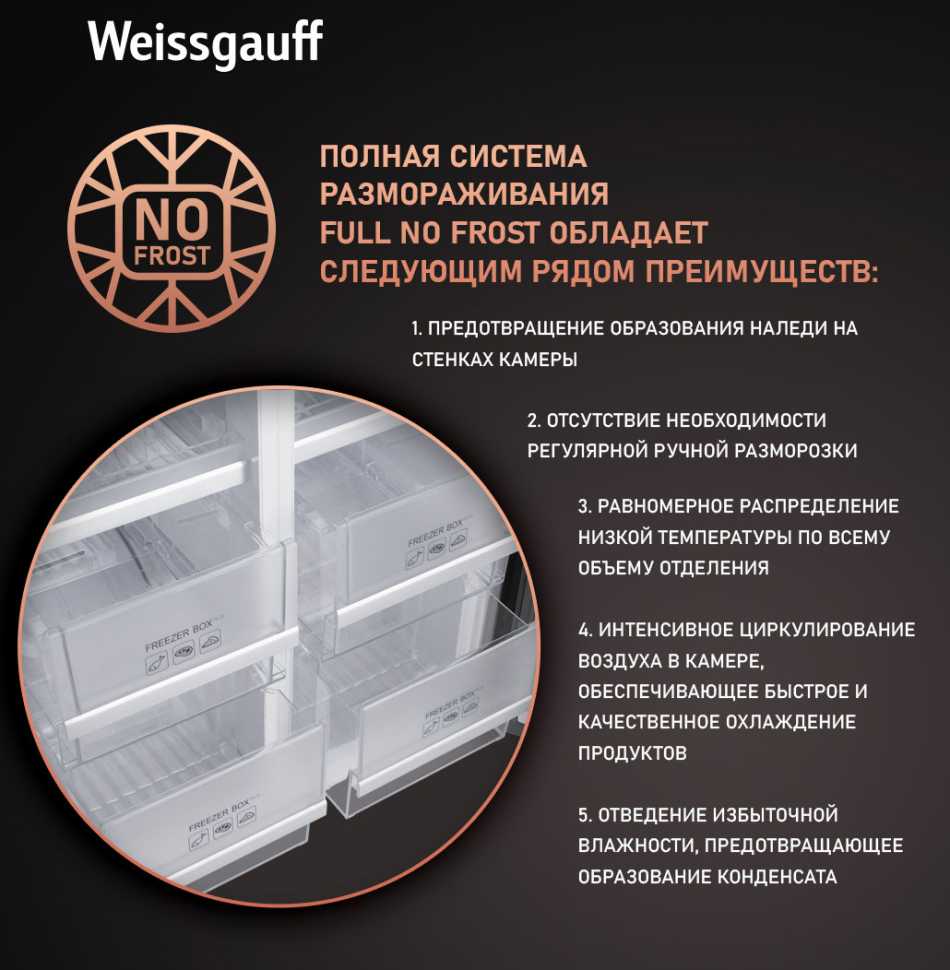 Многокамерный холодильник Weissgauff WCD 450 White Rock Glass NoFrost Inverter