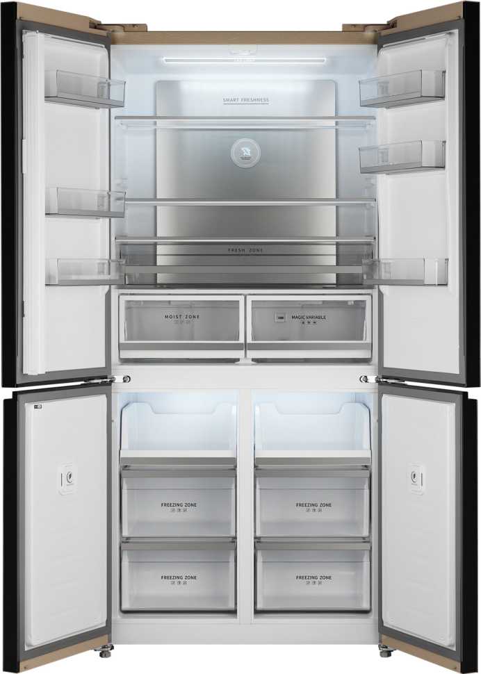 Многокамерный холодильник Weissgauff WCD 510 Built-in Inverter NoFrost Champagne Glass
