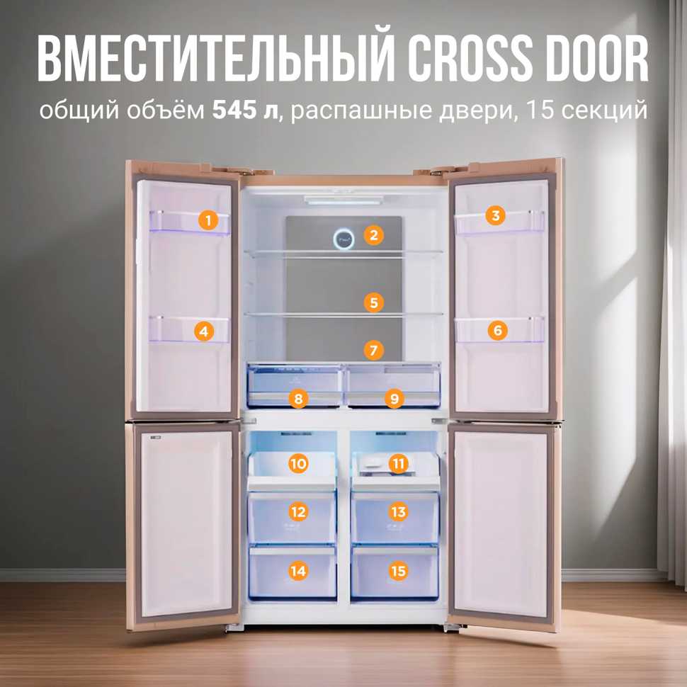 Многокамерный холодильник Tesler RCD-545I BEIGE GLASS