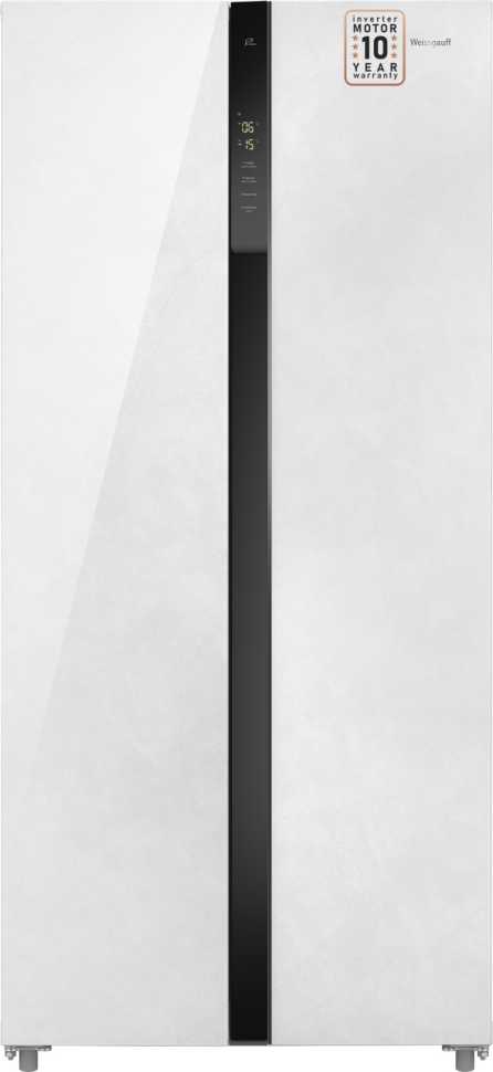 Холодильник Side-by-Side Weissgauff WSBS 500 Inverter NoFrost White Rock Glass