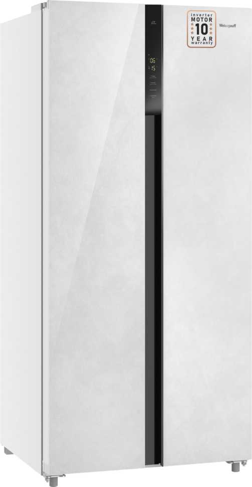 Холодильник Side-by-Side Weissgauff WSBS 500 Inverter NoFrost White Rock Glass