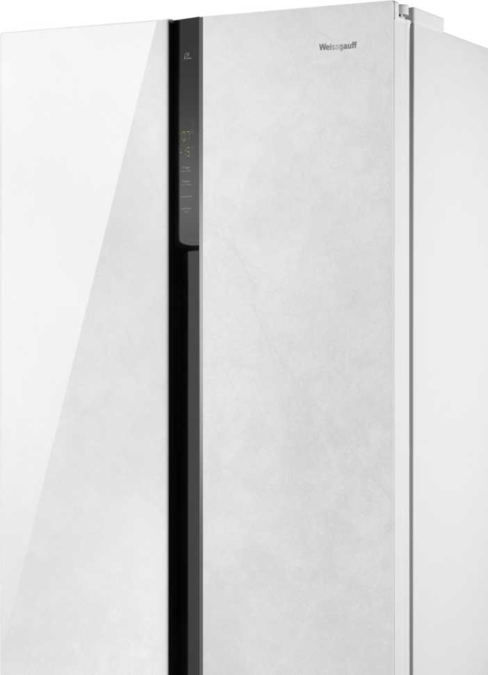 Холодильник Side-by-Side Weissgauff WSBS 500 Inverter NoFrost White Rock Glass