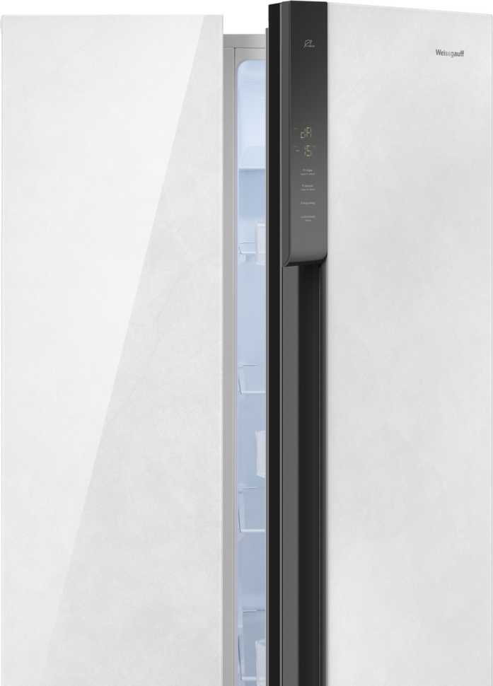 Холодильник Side-by-Side Weissgauff WSBS 500 Inverter NoFrost White Rock Glass