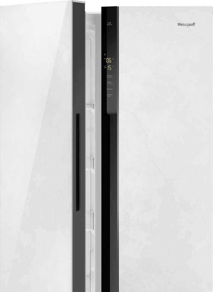 Холодильник Side-by-Side Weissgauff WSBS 500 Inverter NoFrost White Rock Glass