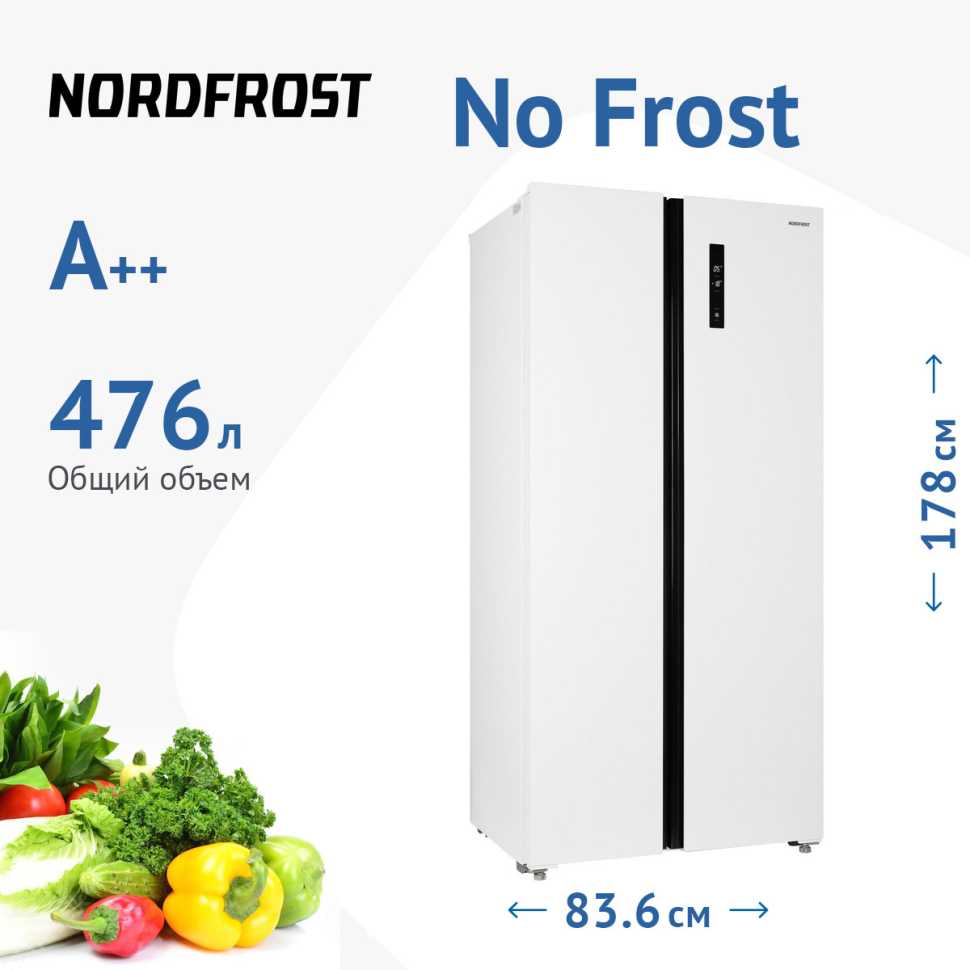 Холодильник Side-by-Side NordFrost RFS 480D NFW inverter