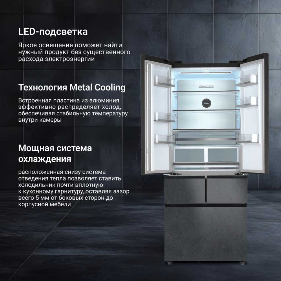Многокамерный холодильник Tesler RFD-427BI SPARKLING GREY