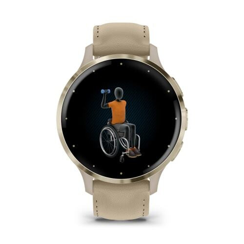 Умные часы Garmin Venu 3S цвета "французский серый" с золотистым безелем и кожаным ремешком
