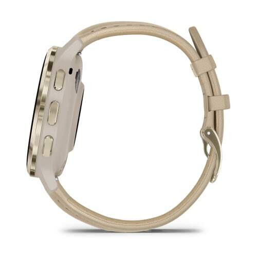 Умные часы Garmin Venu 3S цвета "французский серый" с золотистым безелем и кожаным ремешком