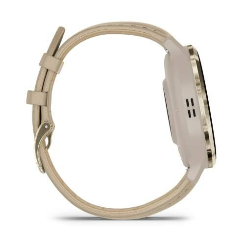 Умные часы Garmin Venu 3S цвета "французский серый" с золотистым безелем и кожаным ремешком