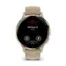 Умные часы Garmin Venu 3S цвета "французский серый" с золотистым безелем и кожаным ремешком