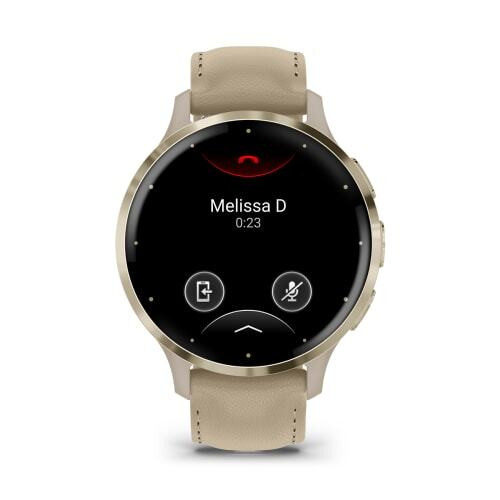 Умные часы Garmin Venu 3S цвета "французский серый" с золотистым безелем и кожаным ремешком