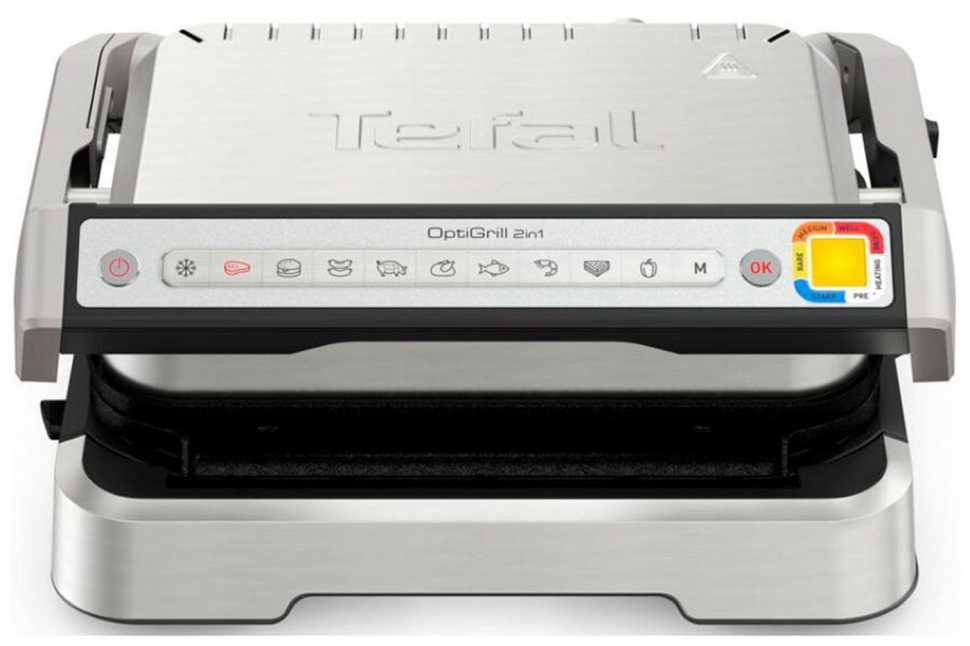 Гриль и шашлычница Tefal Optigrill 2 в 1 GC772D30, черный/серый