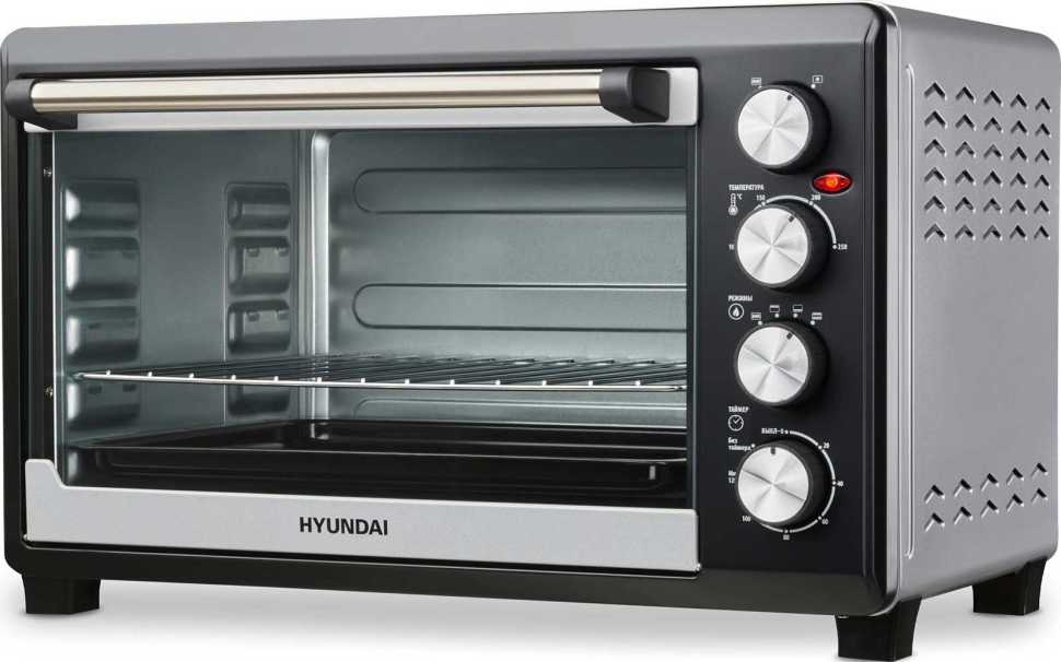 Электропечь Hyundai MIO-HY075 38 л., 2000Вт, серебристый/черный