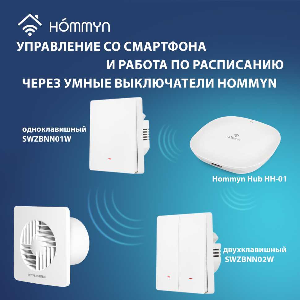 Вентилятор вытяжной Royal Thermo Trident RAFT 100 HT с таймером и гигростатом