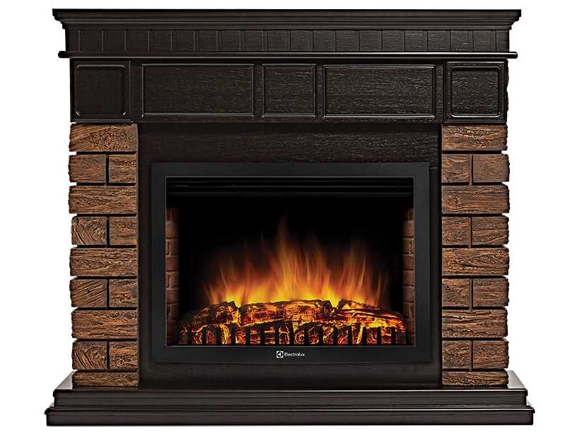Портал Firelight Bricks Wood 25 камень темный, шпон венге