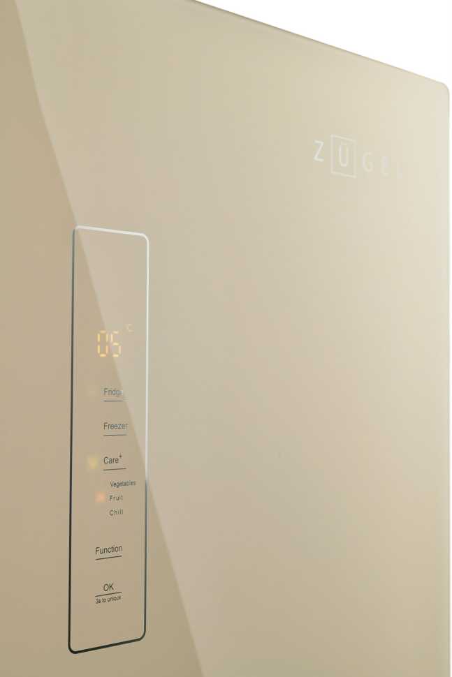 Многокамерный холодильник Zugel ZRCD430C, бежевое стекло