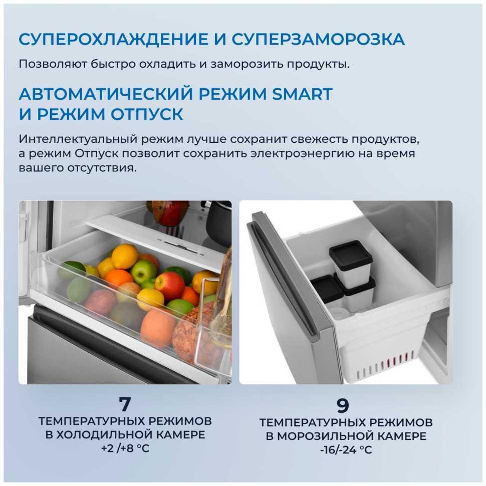 Многокамерный холодильник Zugel ZRFD361X, нержавеющая сталь