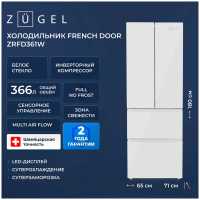 Многокамерный холодильник Zugel ZRFD361W, белое стекло