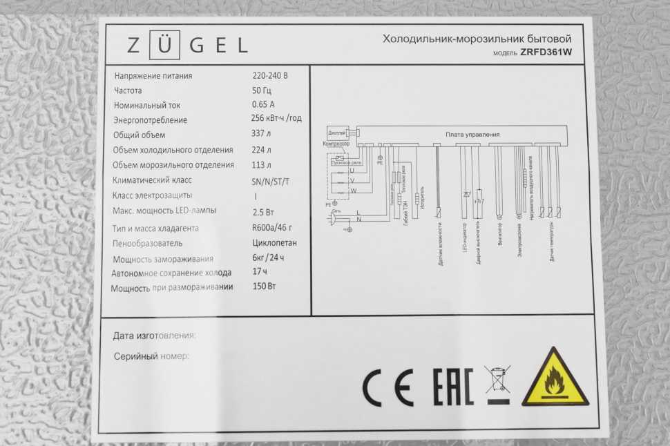 Многокамерный холодильник Zugel ZRFD361W, белое стекло