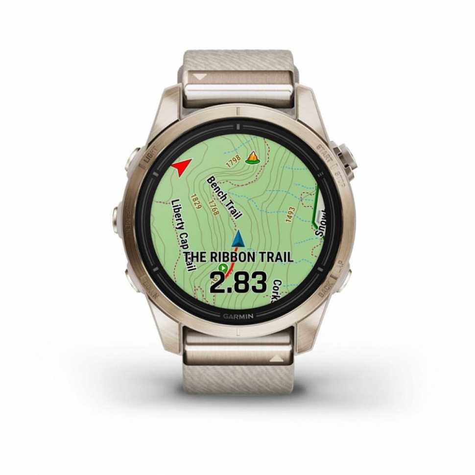 Умные часы Garmin Epix Pro (Gen 2) Sapphire Edition 42 мм, золотистый корпус с нейлоновым ремешком сливочного цвета