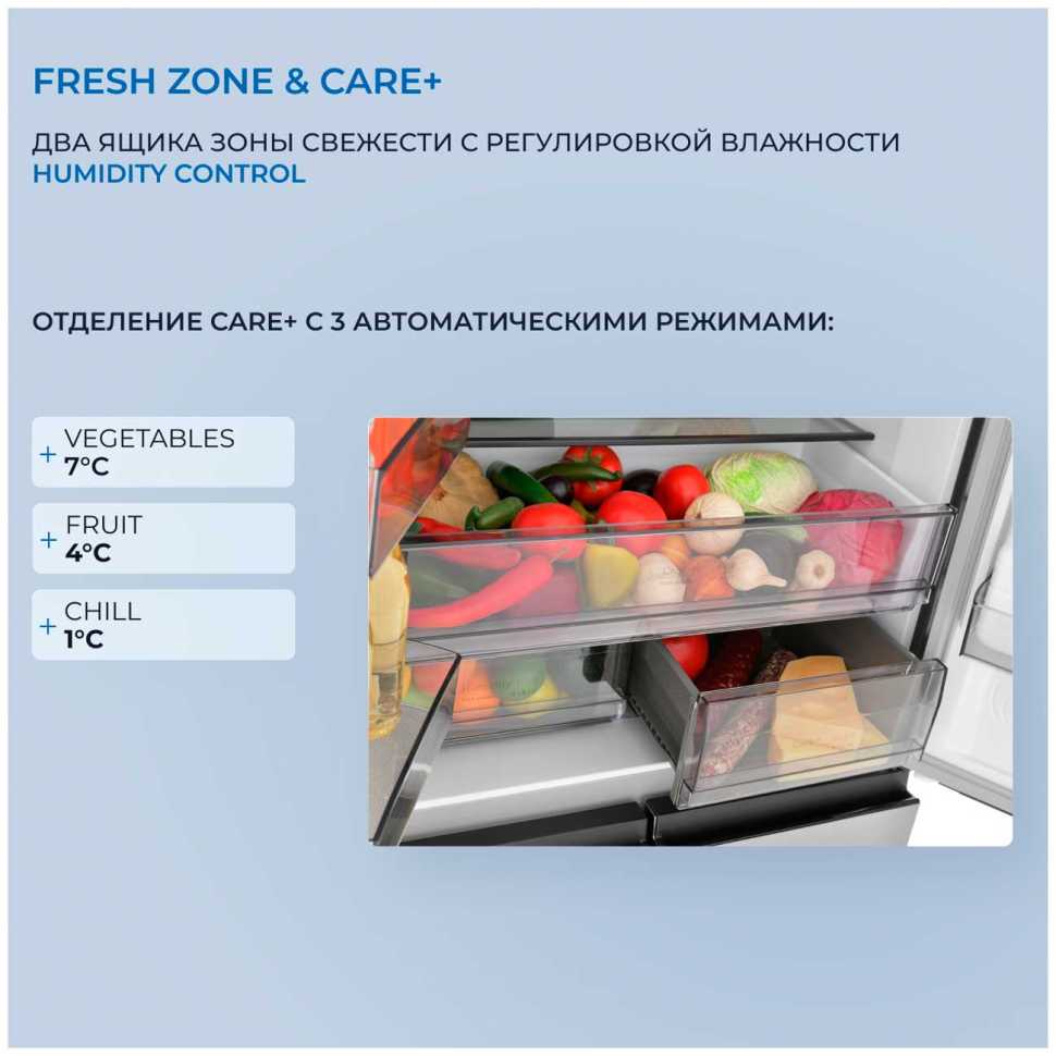 Многокамерный холодильник Zugel ZRCD430X, нержавеющая сталь