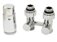 Комплект узла нижнего подкл SCHLOSSER прямой STANDARD 3/4&quot; (хром) с термоголовкой М30х1,5, ниппеля 1/2&quot;Х3/4&quot;