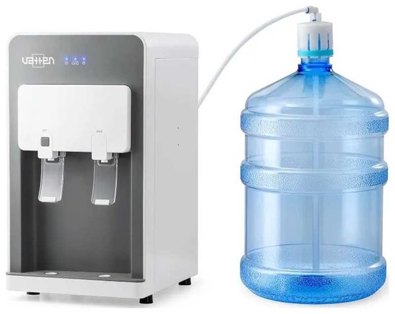 Кулер для воды Vatten LD54JK, встраиваемый, настольный, со скрытой бутылью, серый с белым (УТ-00001033)