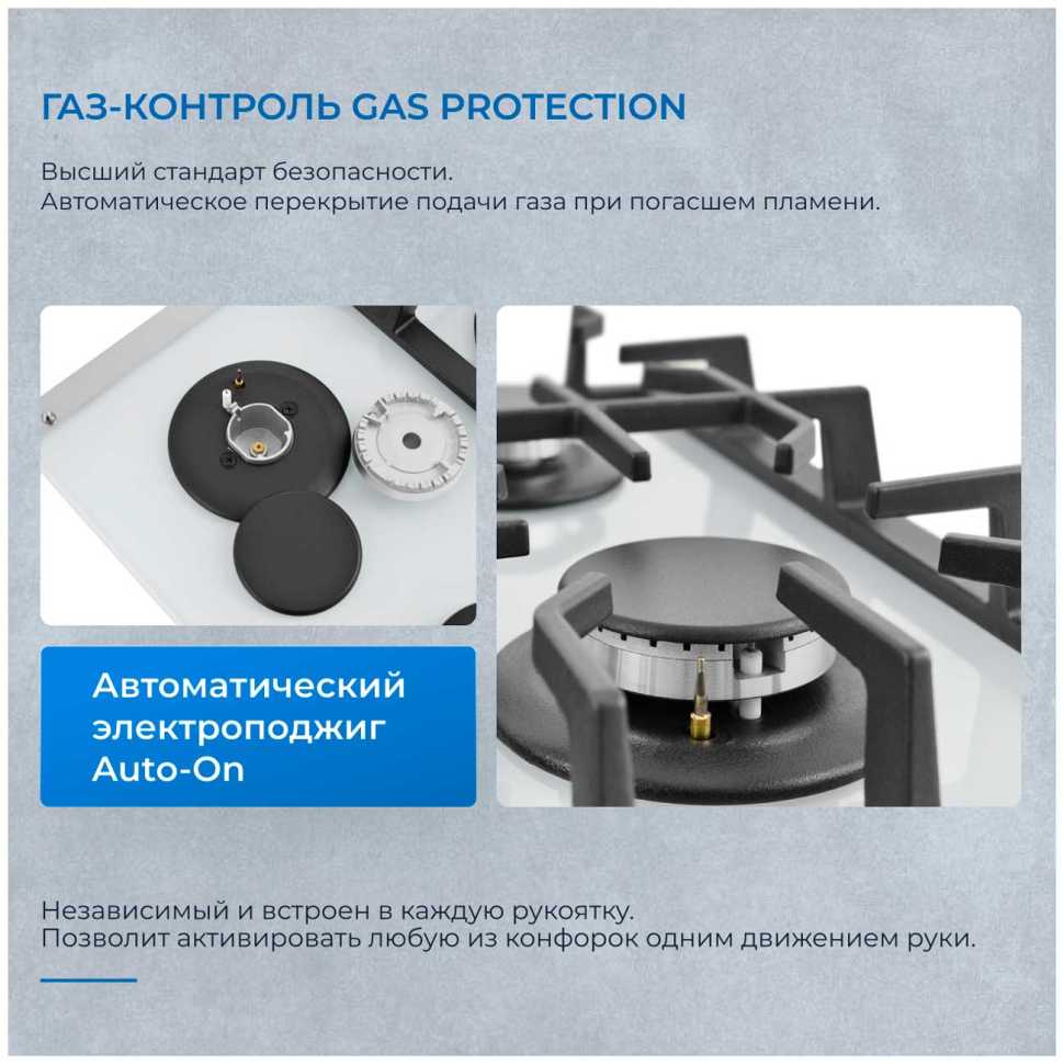Газовая варочная панель Zugel ZGH451W, белая