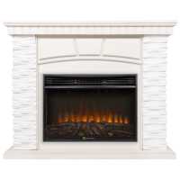 Портал Firelight Porto 25 камень белый, шпон беленый дуб