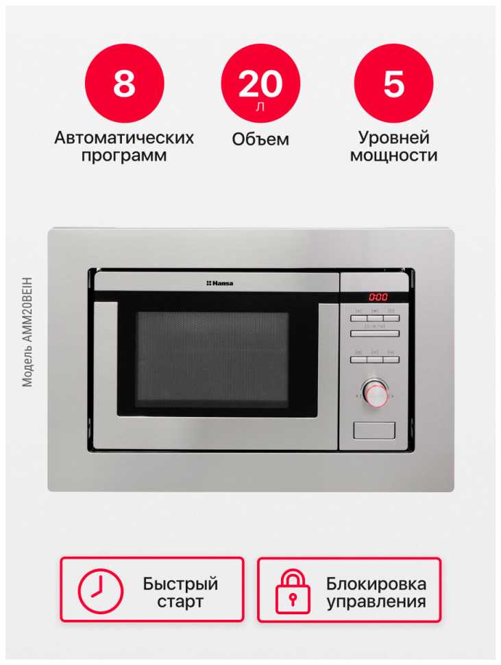 Встраиваемая микроволновая печь СВЧ Hansa AMM20BEIH